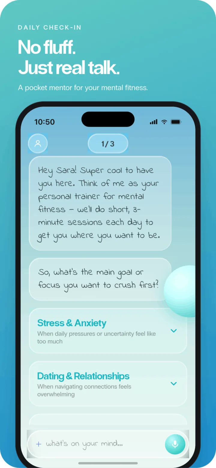 Chat with your personal mentor in the Menty app